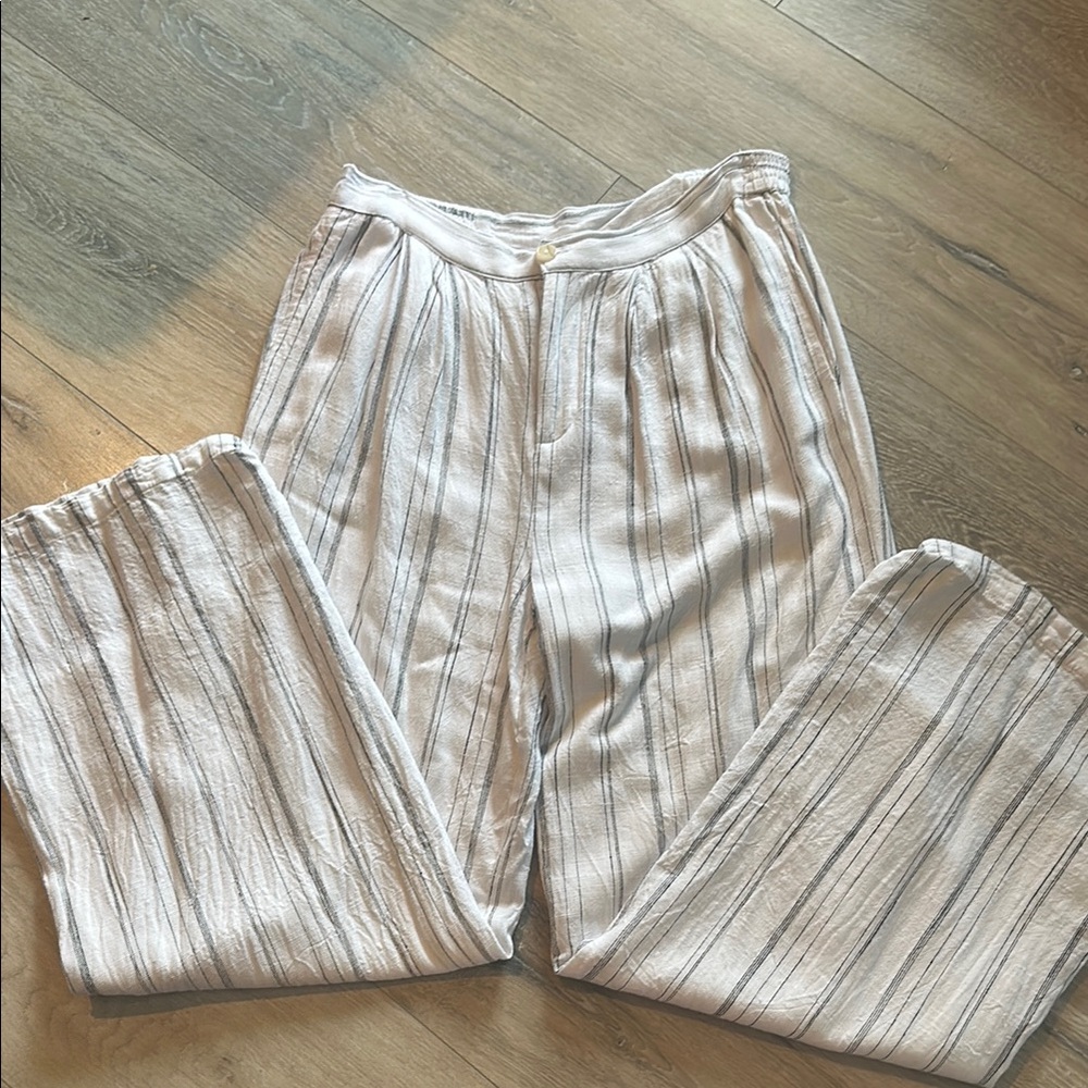 Thread & Supply Black and White Pinstripe Trousers Relaxed Fit
